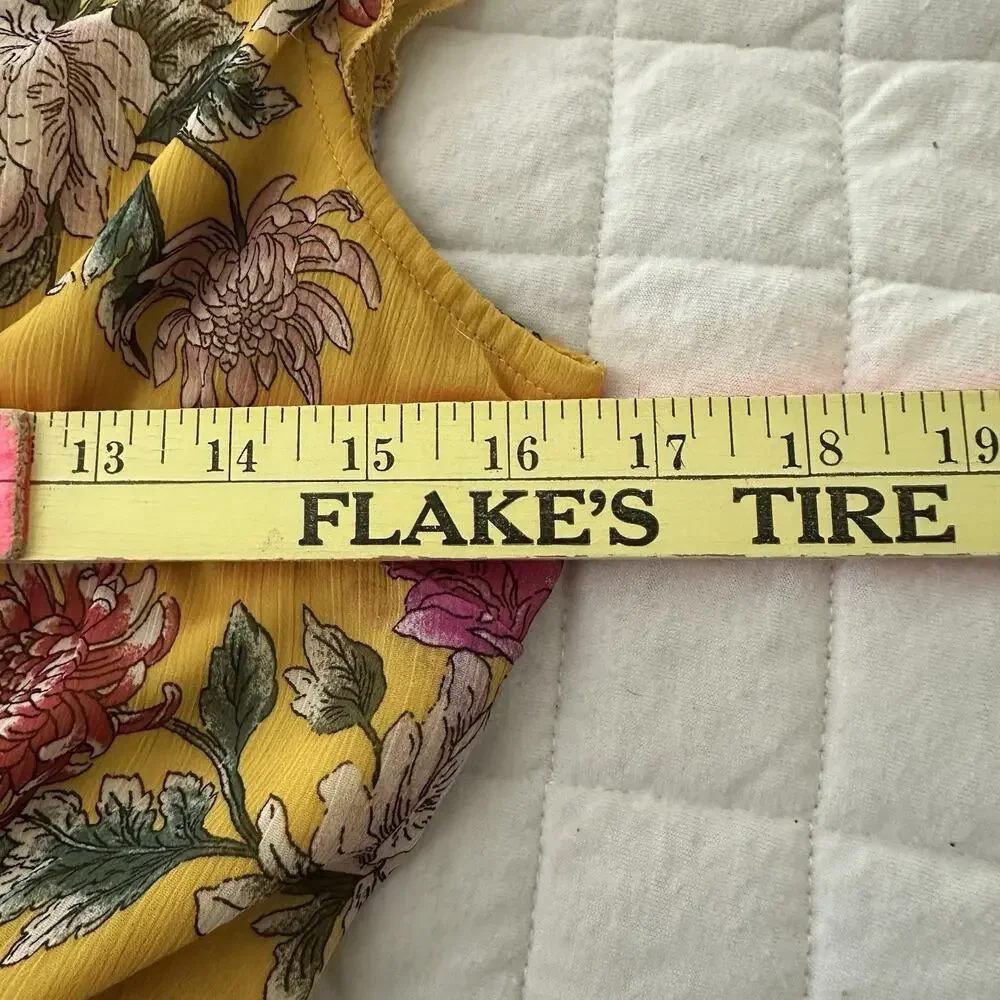 Band of Gypsies Dress Medium Yellow Floral Maxi Faux Wrap Garden Party Fairy - Picture 10 of 12